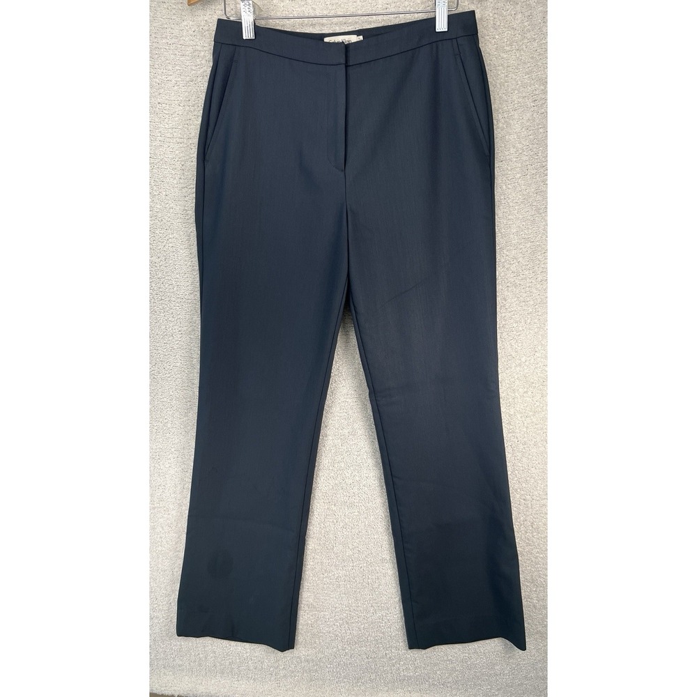 Vintage 90s Calvin Klein Wool Pants‎ Womens 8 Charcoal Gray Silk Blend Italy